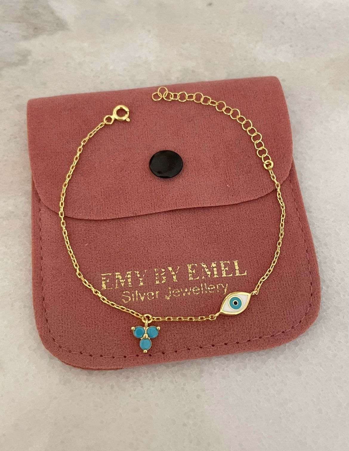 Turkuaz Taşlı Göz Nazar Boncuklu Bileklik