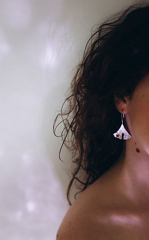 Ginkgo Leaf Earrings with Carnelian