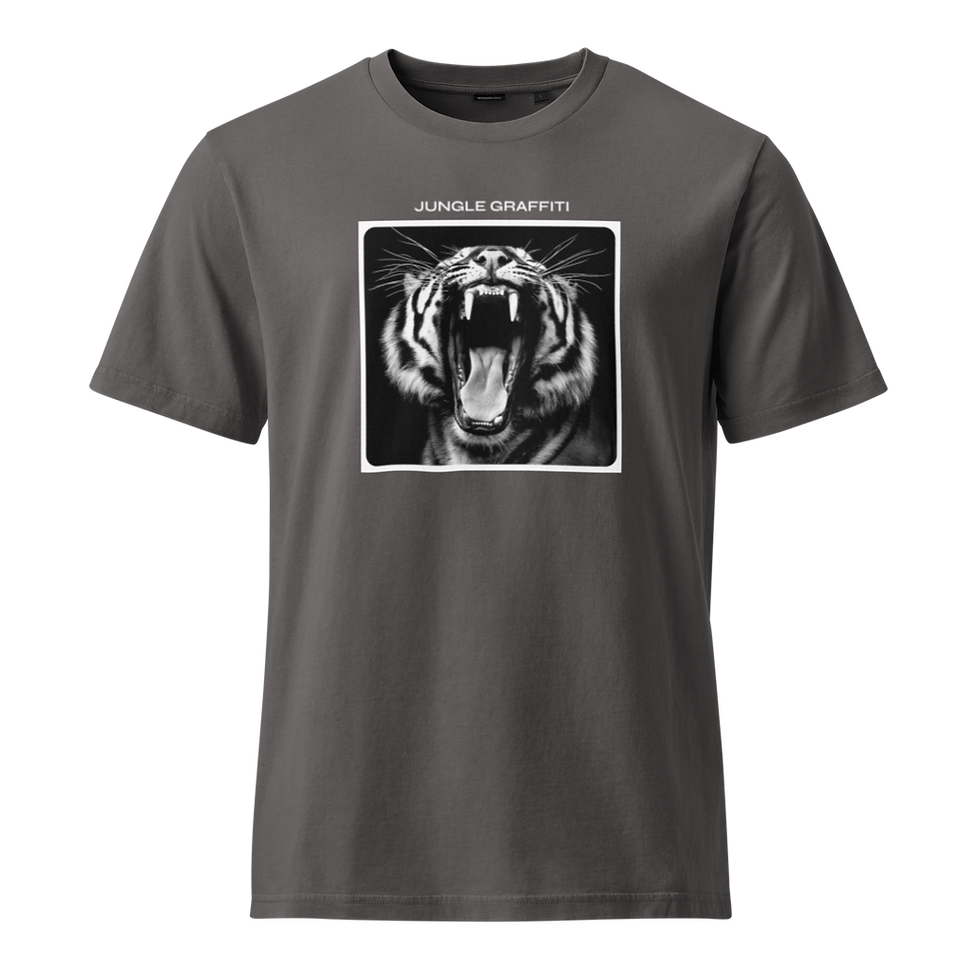 Miniature : T-shirt tigre bio gris avec imprimé The Last Roar.