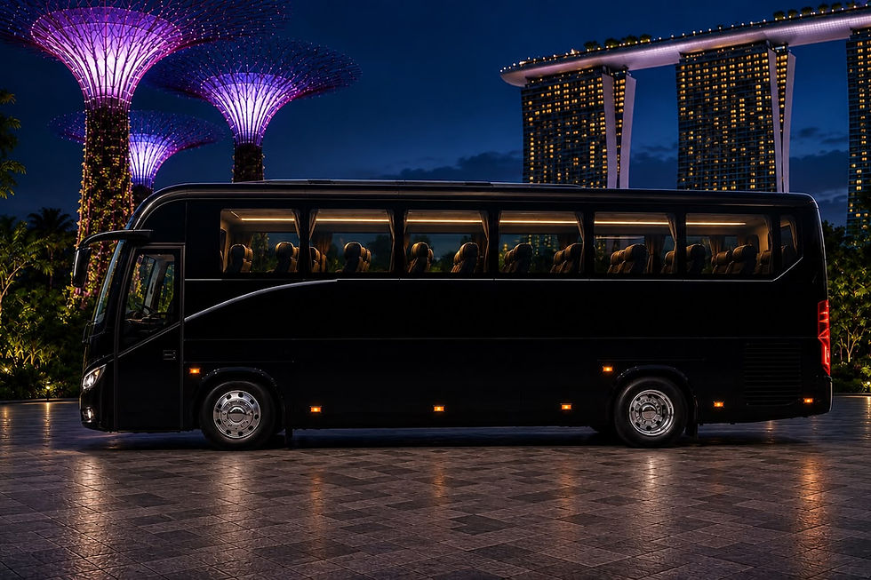 Black 40 seater bus