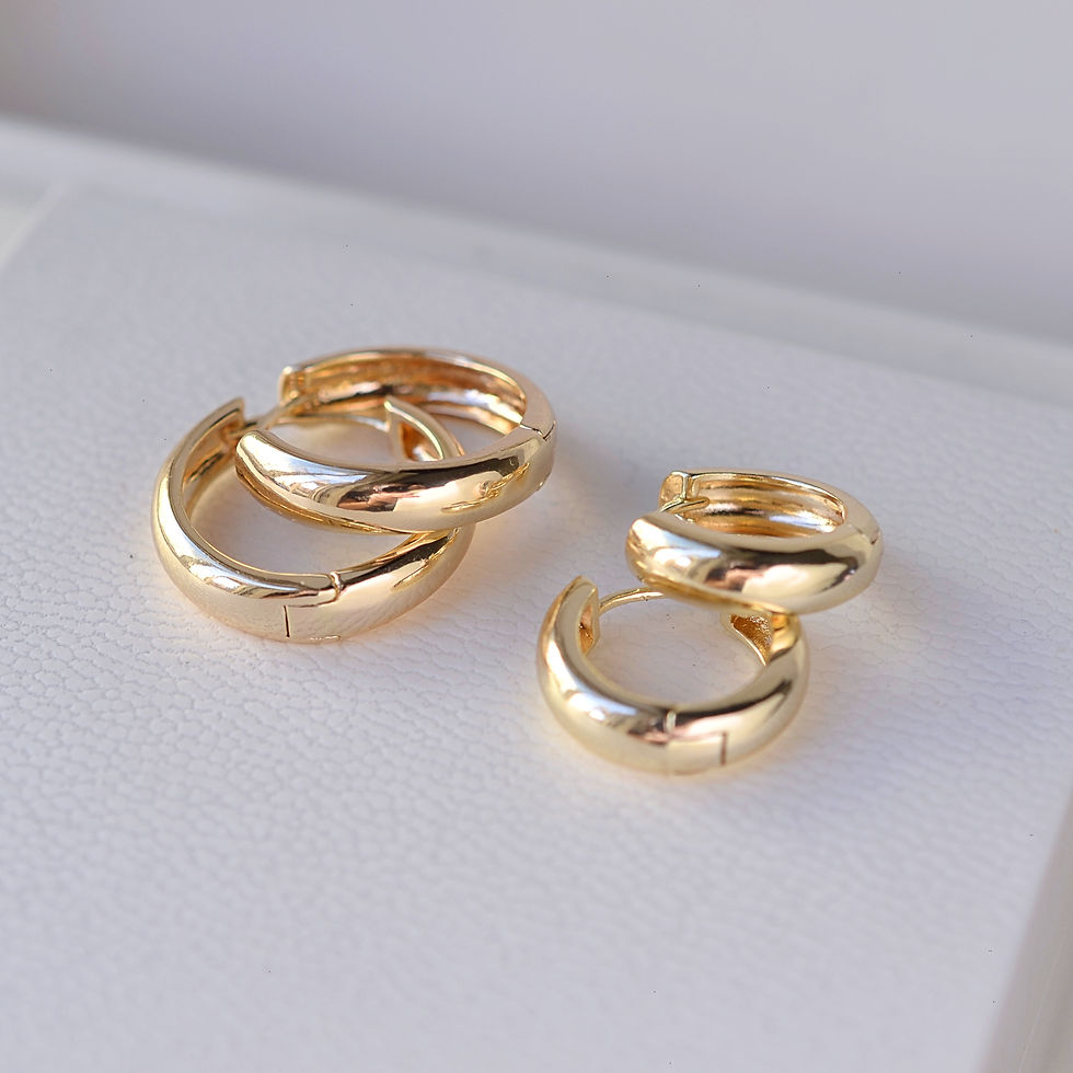 Thumbnail: Dainty thick hoop, 18k Gold plated  circle hoop earrings, small hoop earrings
