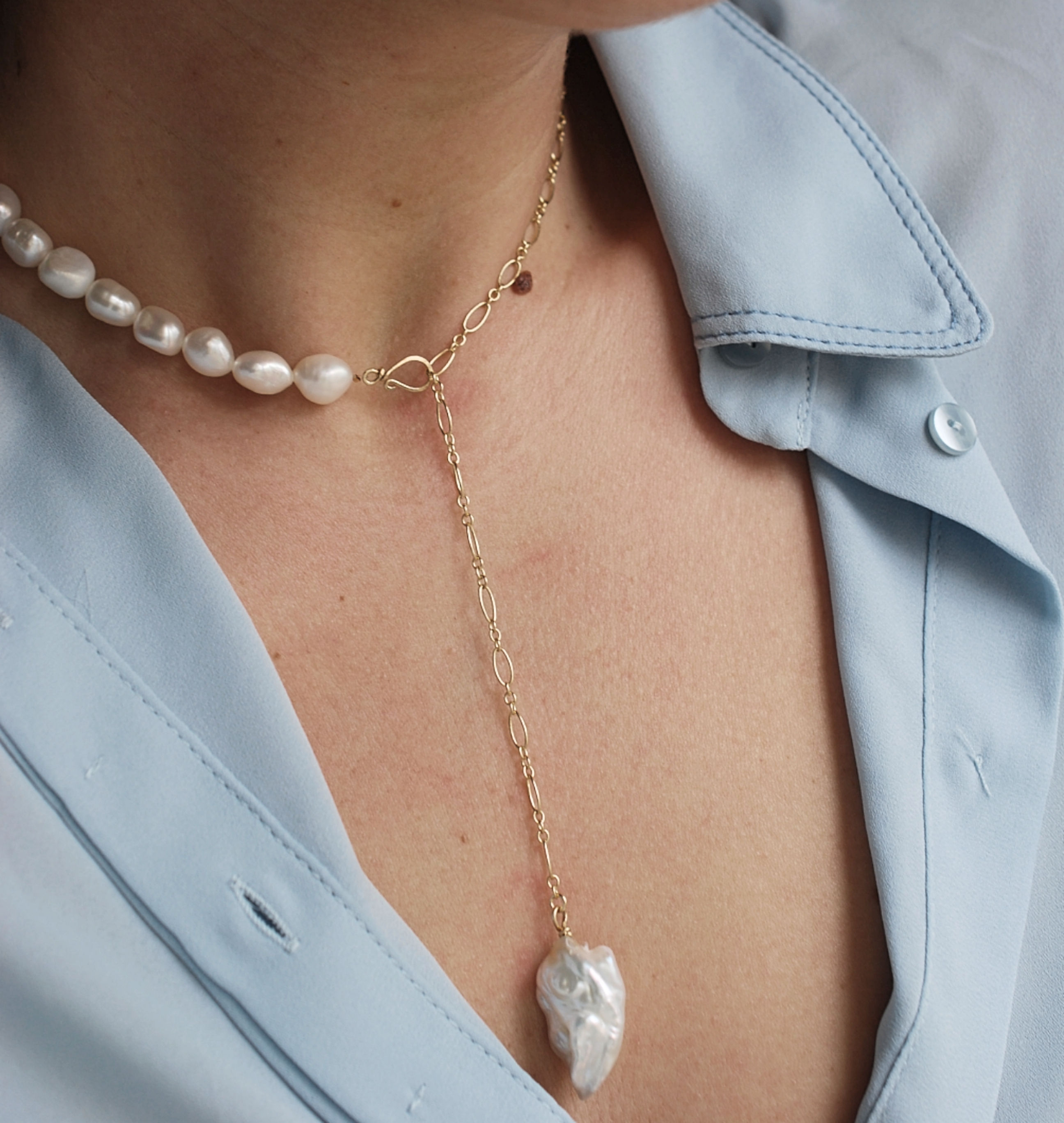 Luxury multifunctional baroque pearls necklace