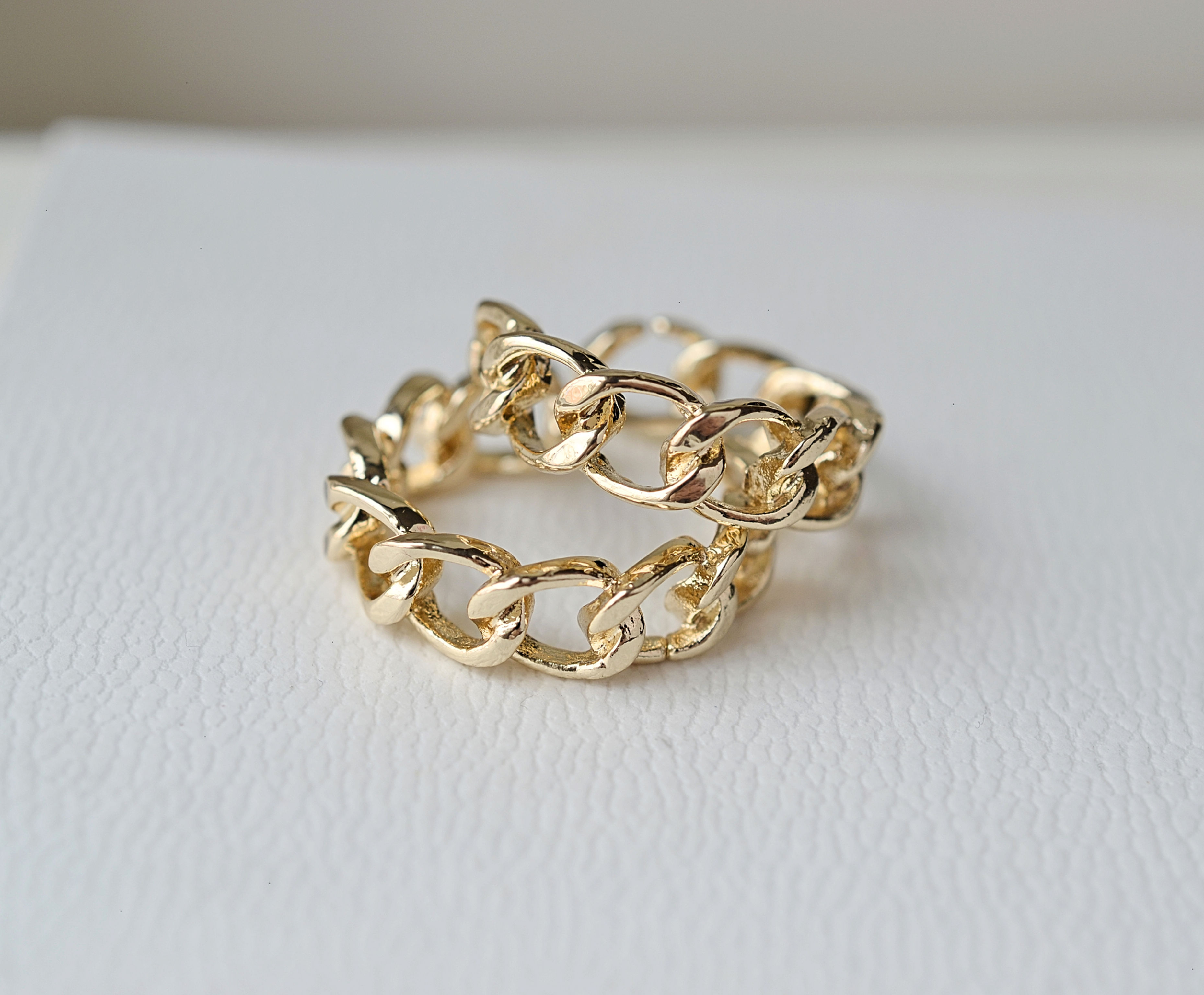 Chain link gold plated hoop earrings