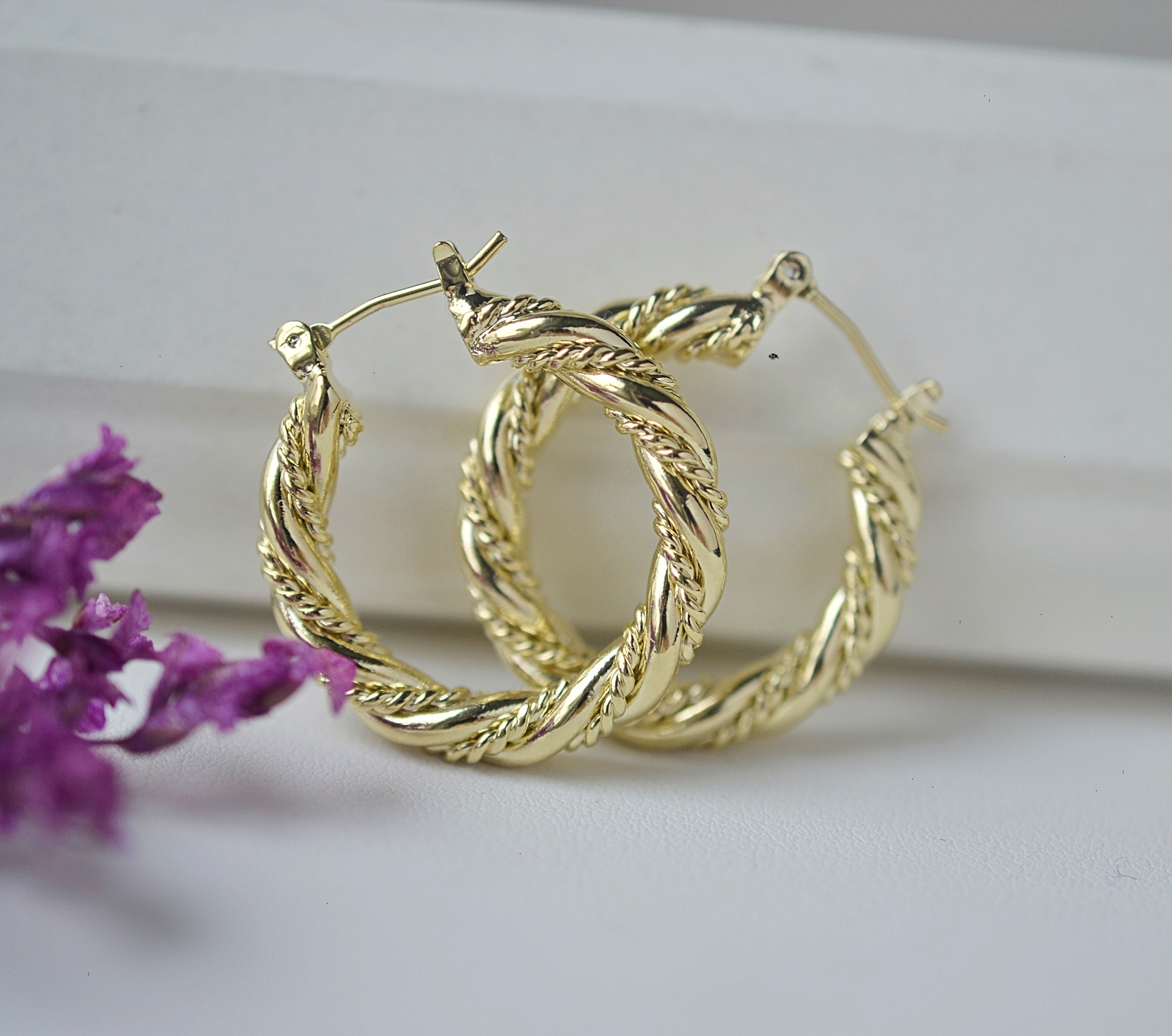 Twisted dainty hoop, gold chic hoop, silver hoops, unique hoops, handmade hoops