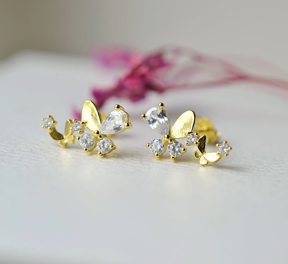 24k gold vermeil butterfly earrings, dainty butterfly posts