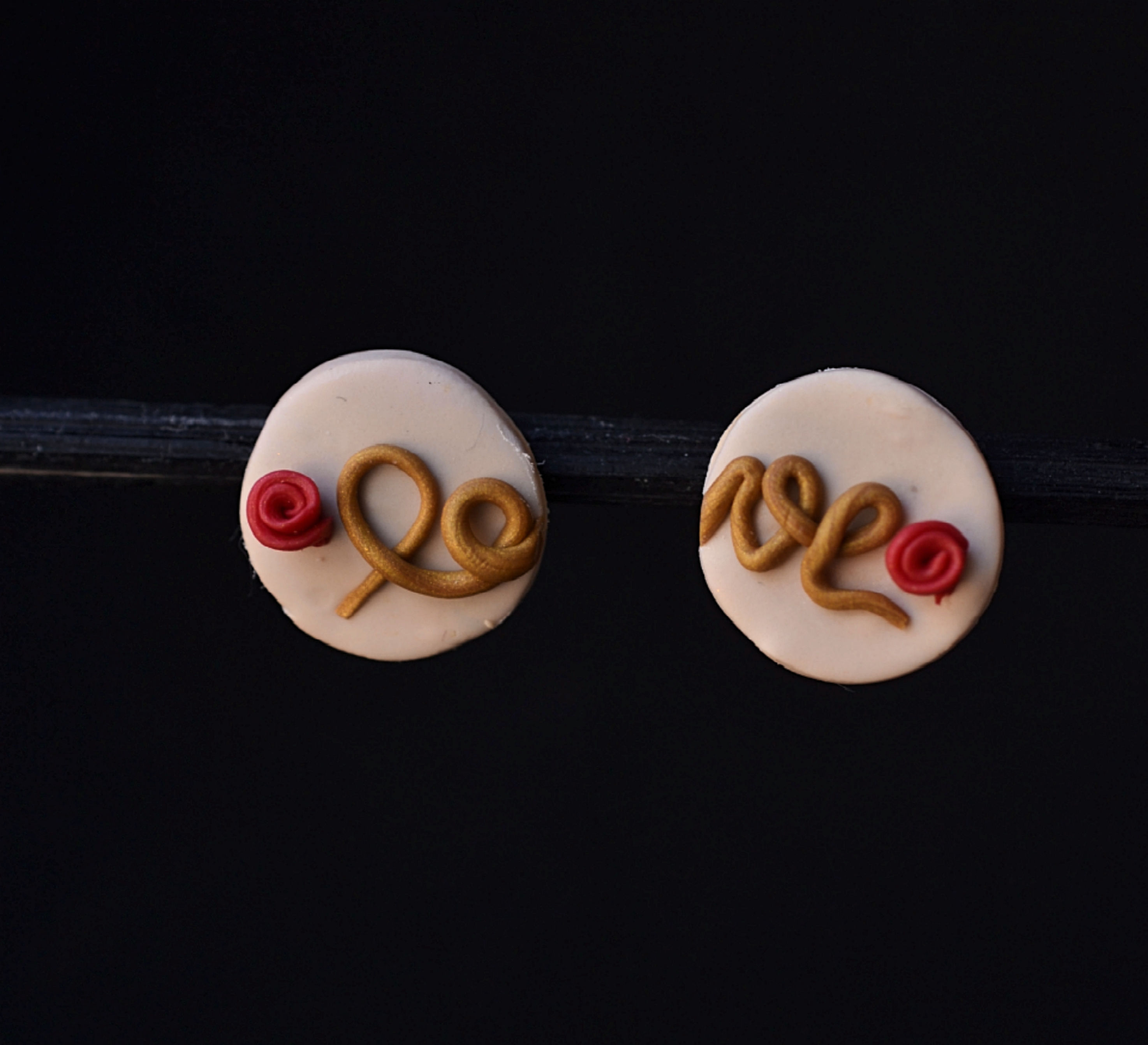 Love earrings, love stud earrings, handmade polymer clay earrings