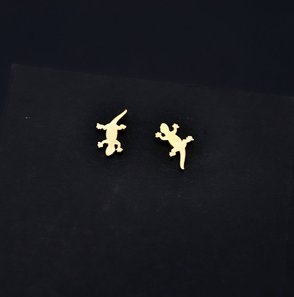 Lizard 18k Gold studs earrings, Gecko 18k Gold stud earrings, Komodo earrings