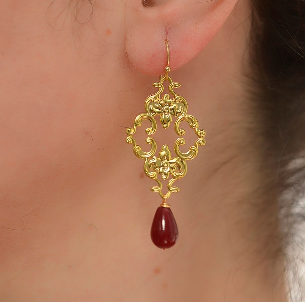 handmade Chandelier Red jade earrings
