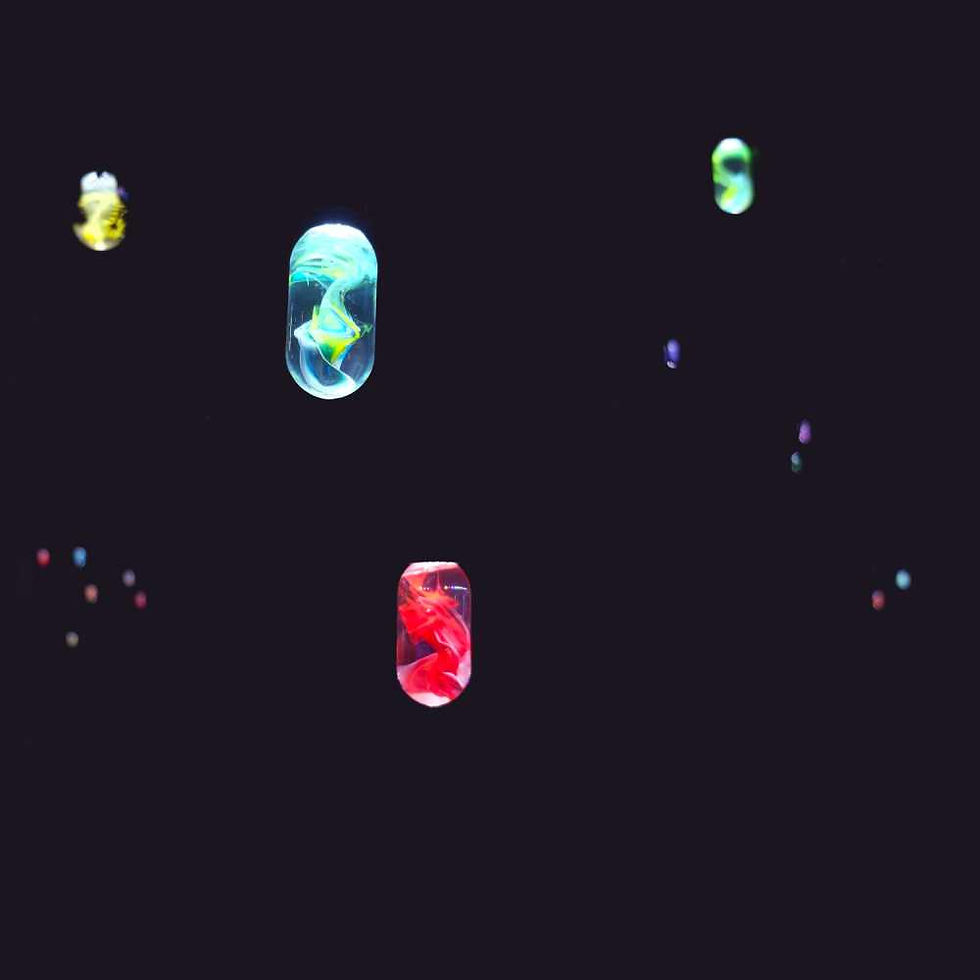 Filled coloured light bulbs in the trees