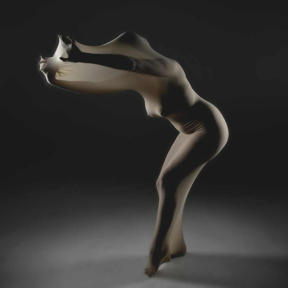 Misuzu standing in the cocoon body stocking