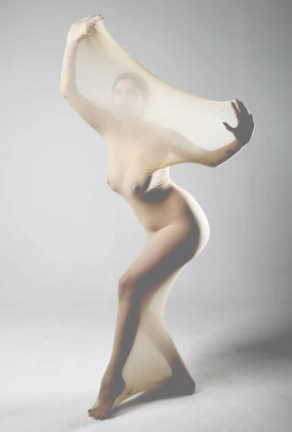 Misuzu standing in the cocoon body stocking