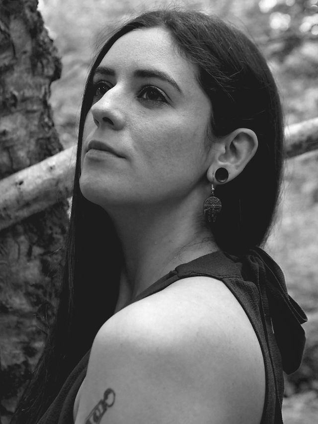 Monochrome Portrait of Misuzu in the woodland