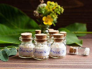 Bottles of homeopathic globules. Homeopa