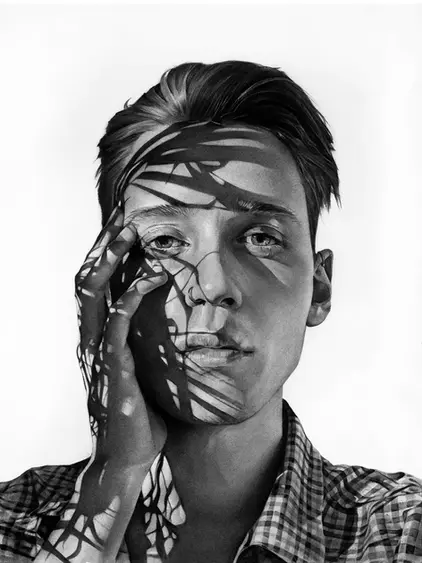 Detailed and realistic charcoal portrait by artist Dylan Andrews.