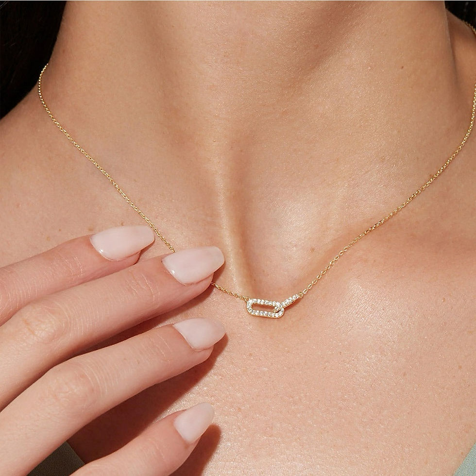 Thumbnail: Simple Double Circle Pendant Necklace Gold Color Women Clavicle Chain Necklace F