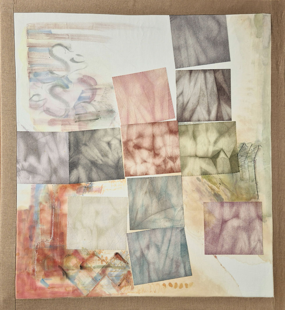 Múltidéző, 87x80, festett vászon, varrás, 2024