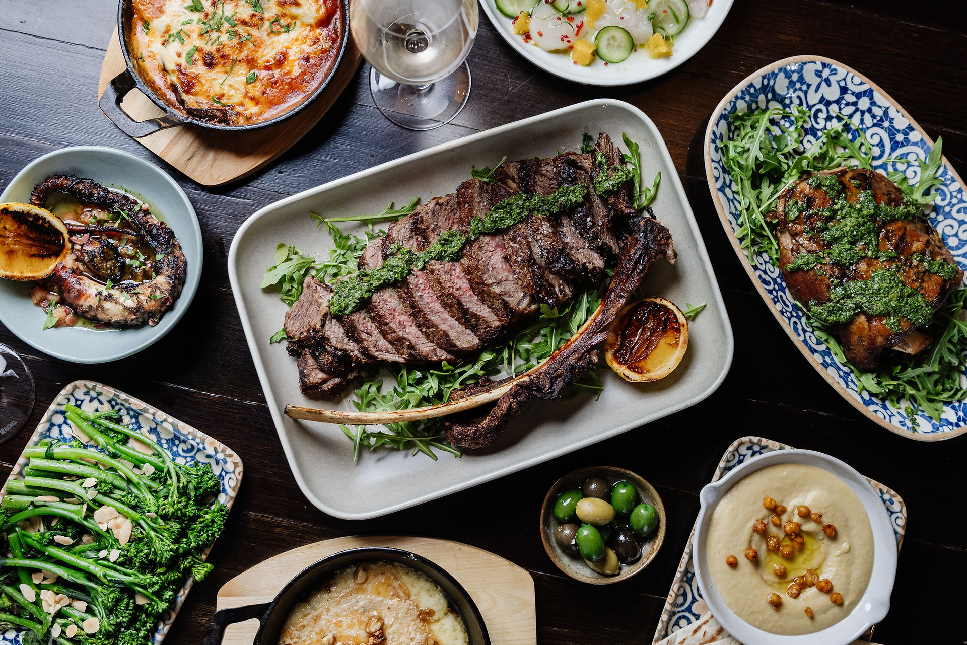food on plates on table