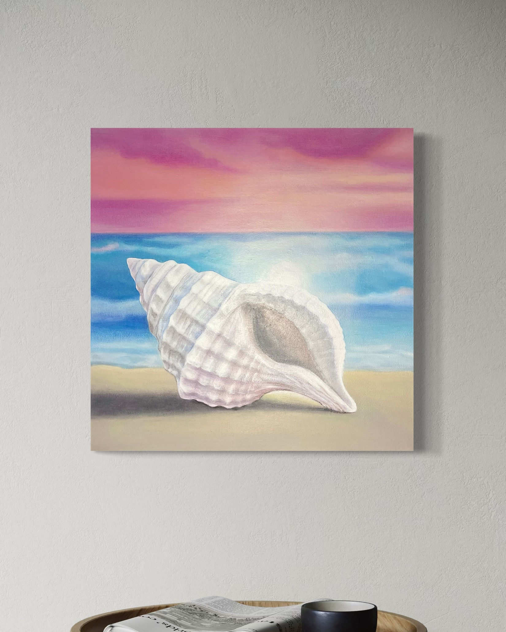 Large scale acrylic artwork by Ulrika Kristina Art displayed in a room