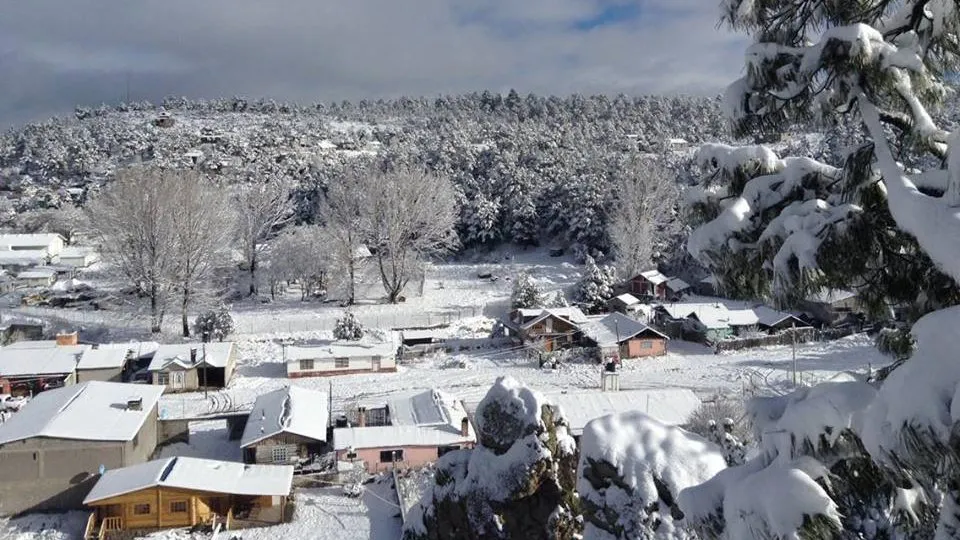 Snow and snowfall in Creel, Chihuahua, magical town