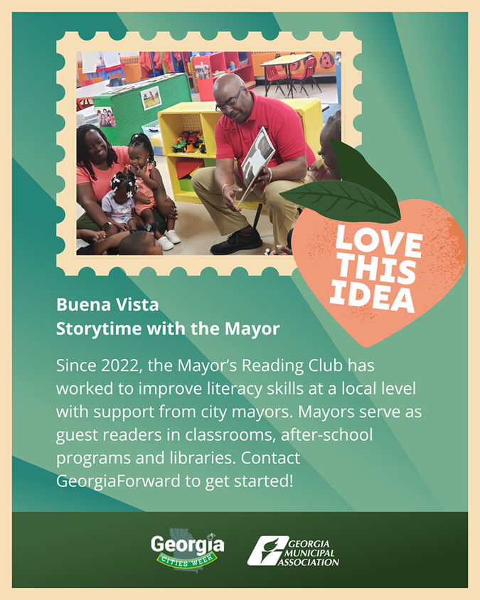 Social story graphic for storytime with Mayor