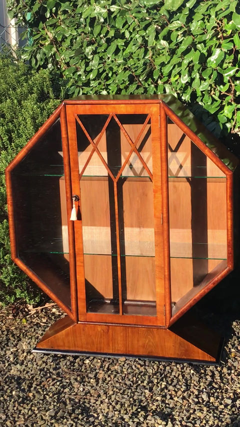 Thumbnail: Art Deco Octagonal  Walnut Display Cabinet