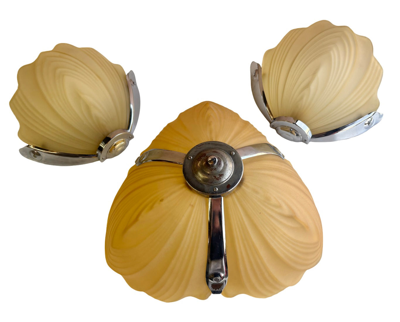 Art Deco Amber ceiling light and wall lights