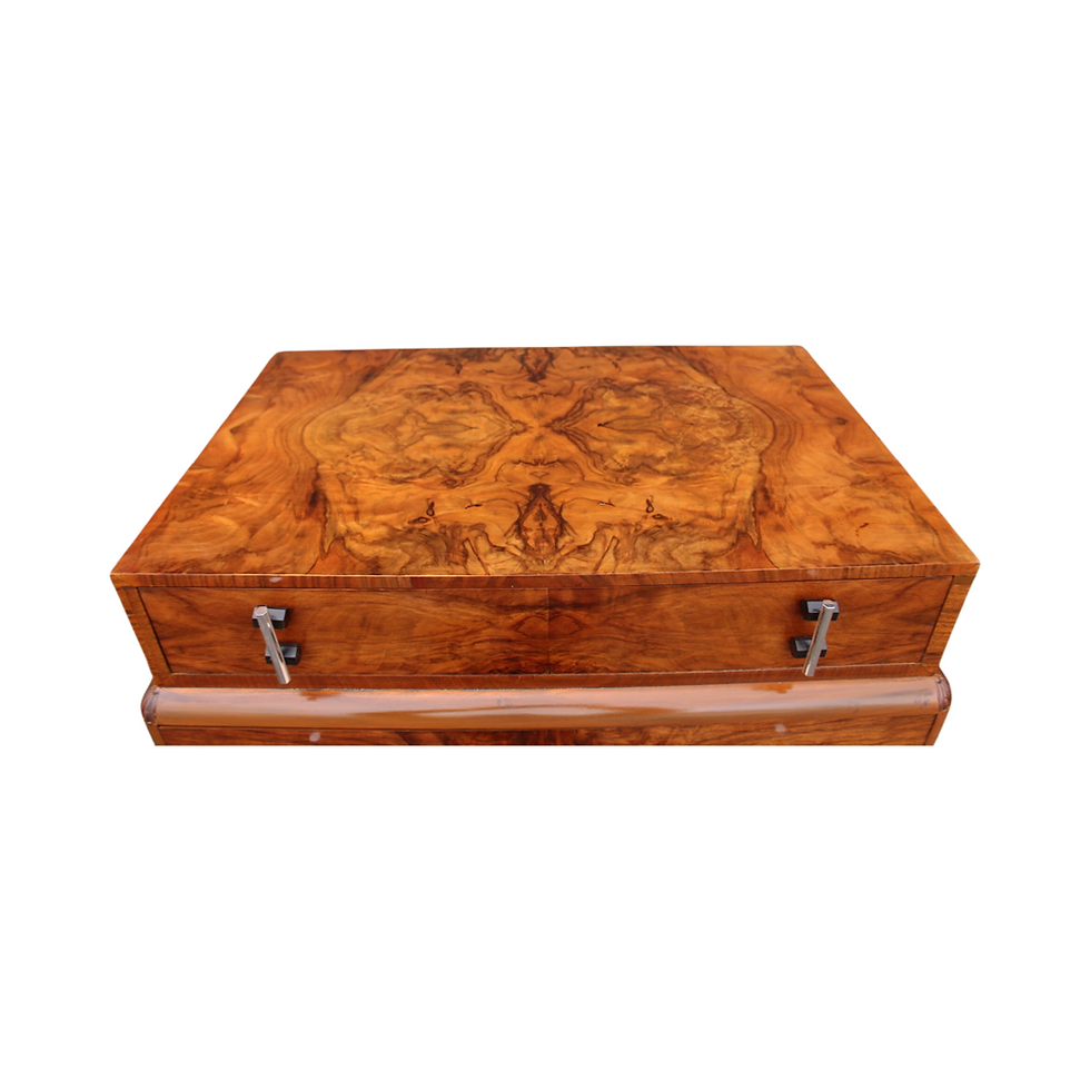 Thumbnail: Art Deco Figured walnut Skyscraper Chest of Drawers