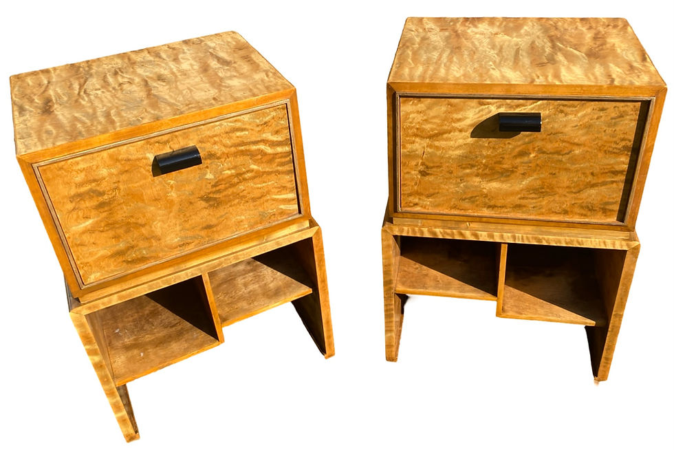 Thumbnail: Art Deco Scandinavian bedroom suite with super kingsize bed, chest andbedsides, 