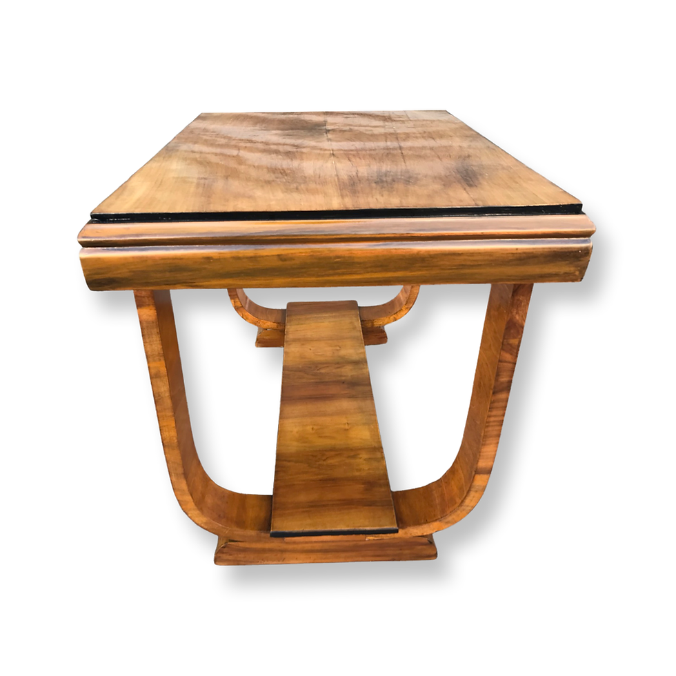 Thumbnail: Art Deco U base figured walnut coffee table