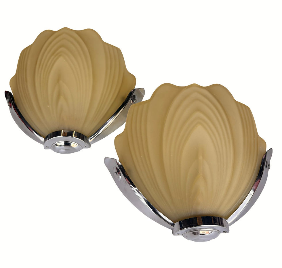 Thumbnail: Art Deco Amber ceiling light and wall lights