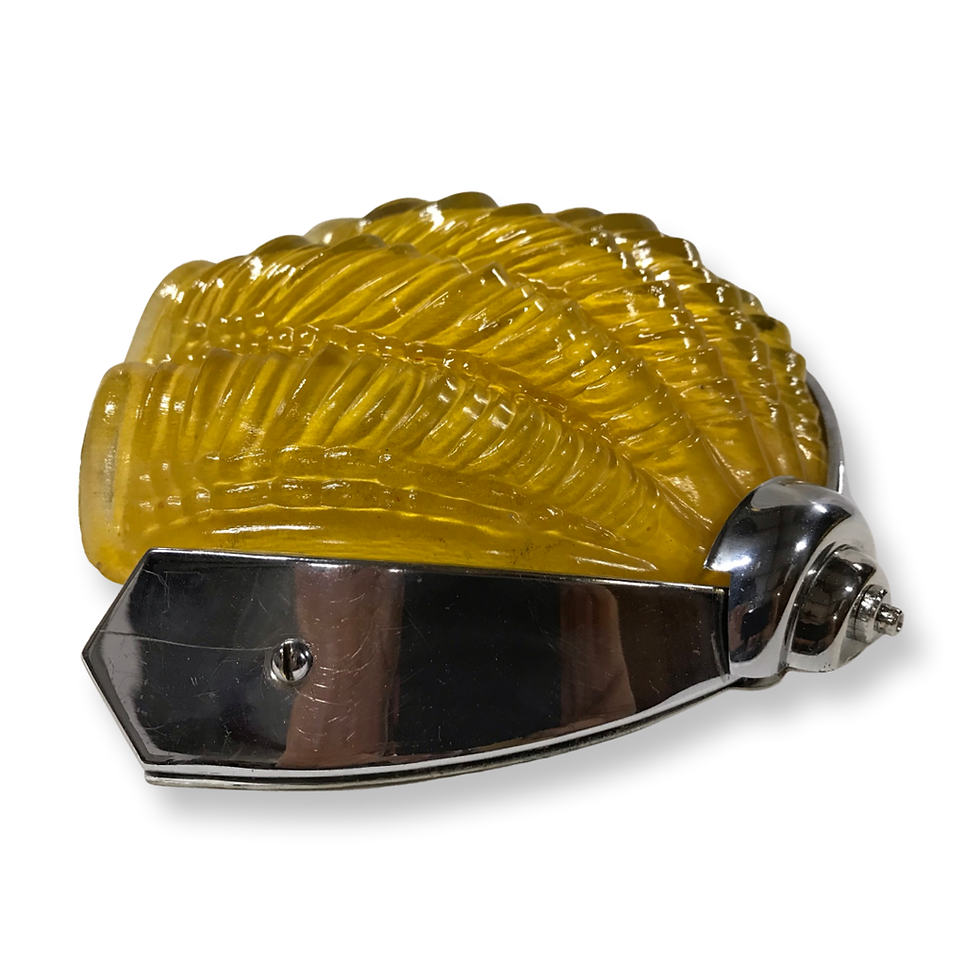 Thumbnail: Stunning matching pair of Art Deco Clam Shell Wall Lights in daffodil yellow