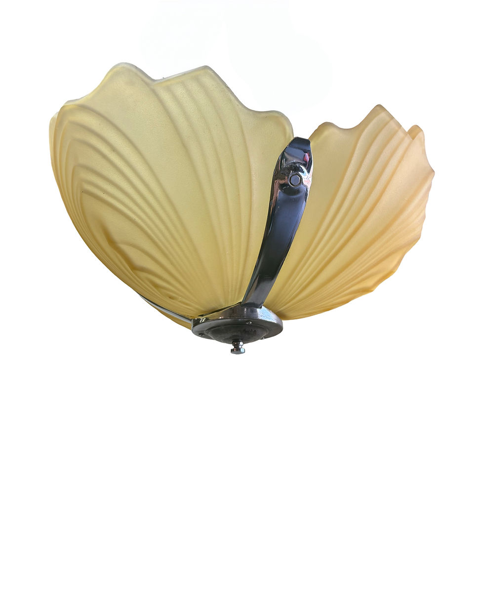 Thumbnail: Art Deco Amber ceiling light and wall lights