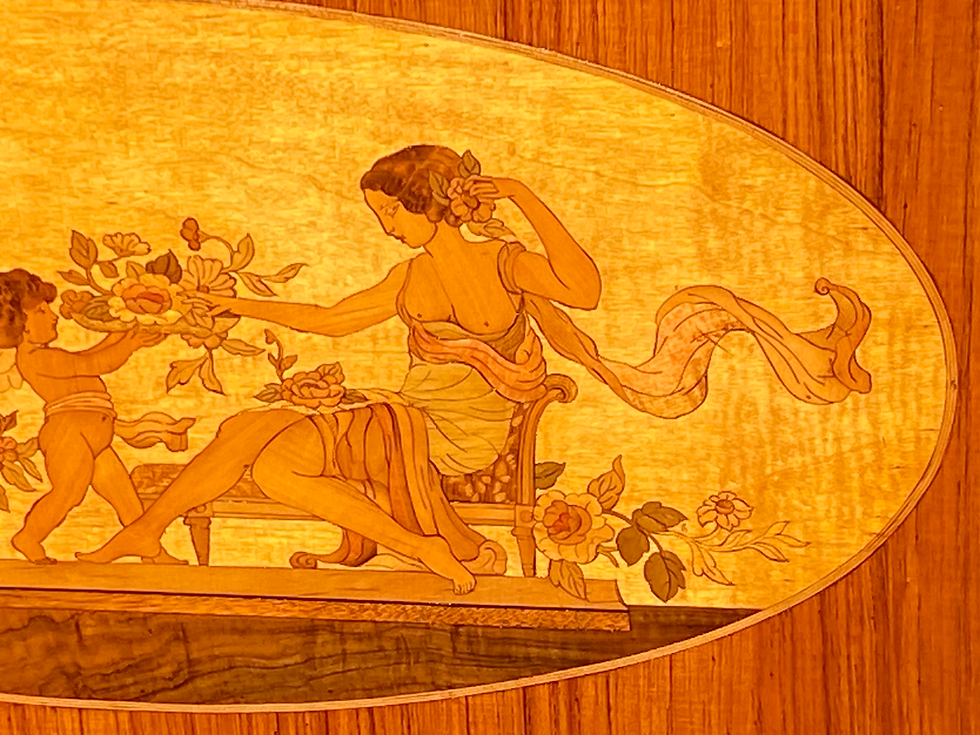 Thumbnail: Art Deco French Inlaid Sunray Double Bed