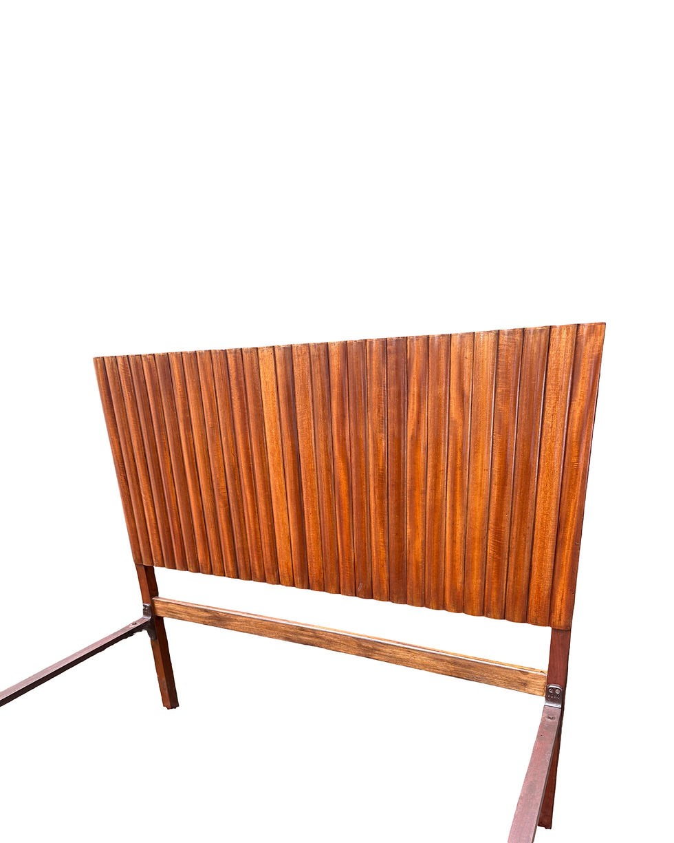 Thumbnail: Stunning Art Deco Fluted Makore (African Cherry Mahogany) Queen size Bed (5 ft)