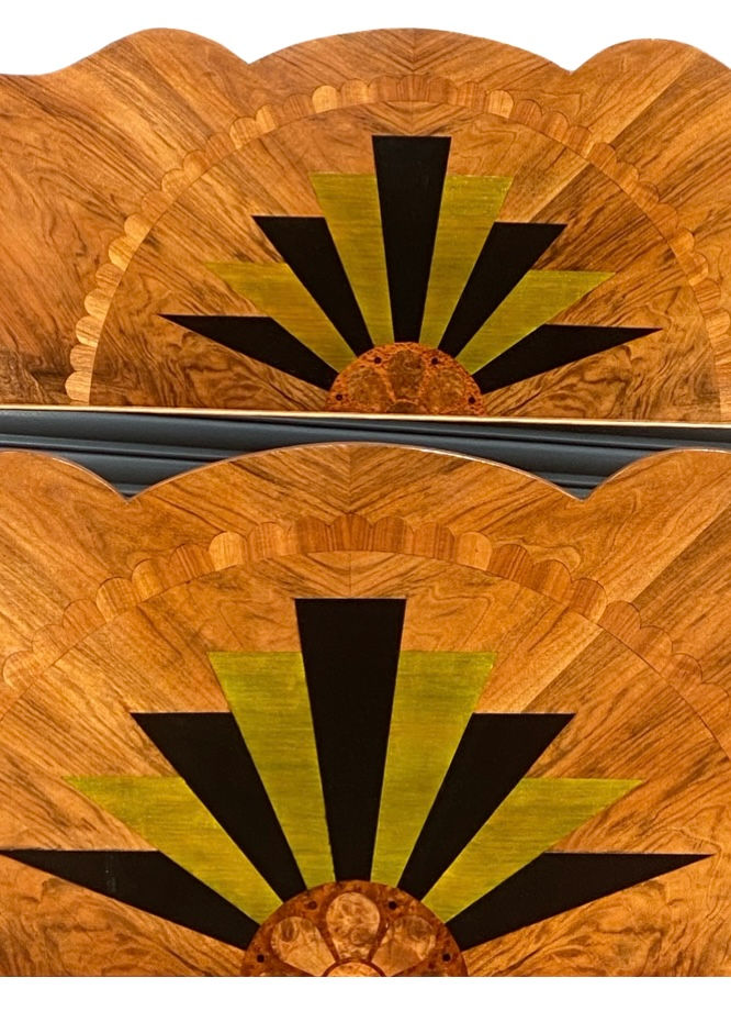 Thumbnail: Stunning 1920’s Art Deco Sunray Inlaid Double Bed