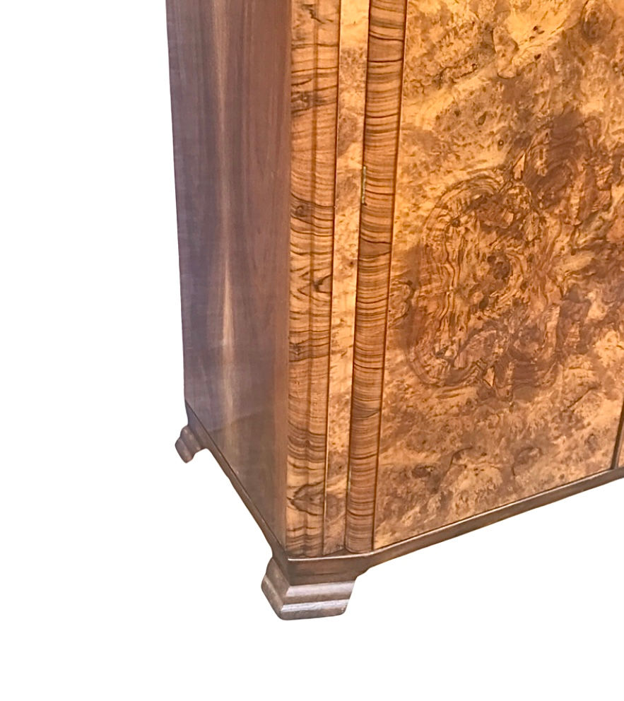 Thumbnail: Art Deco burr walnut double full hanging wardrobe
