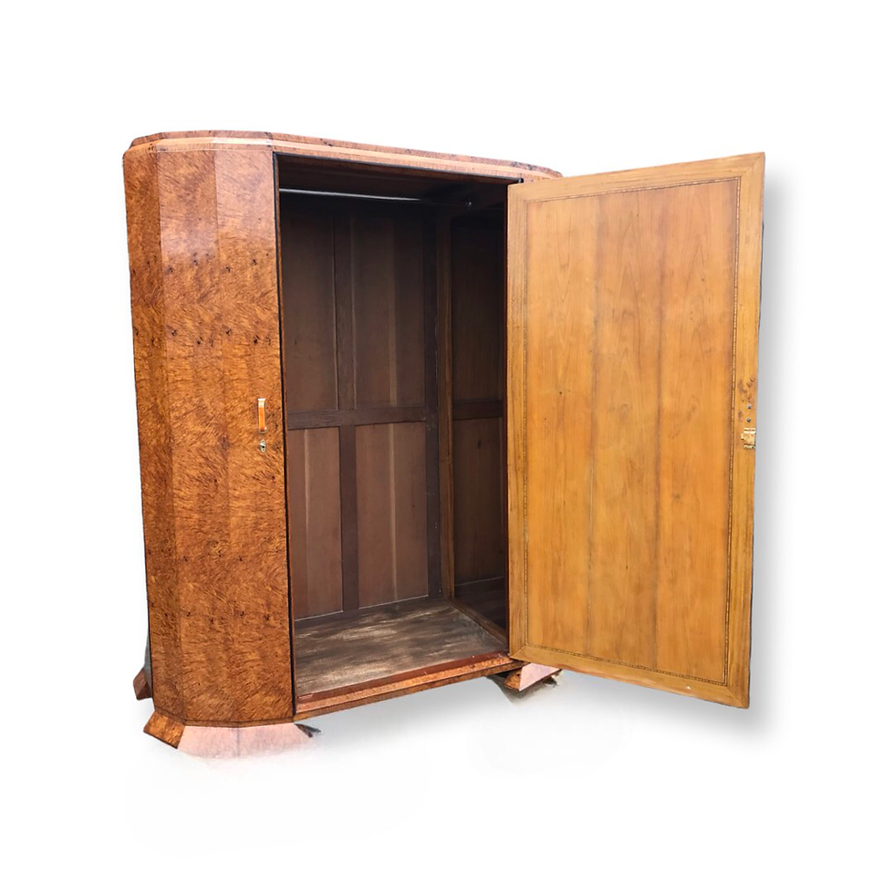 Thumbnail: 1920’s French Art Deco highly figured walnut triple wardrobe (flat packs)
