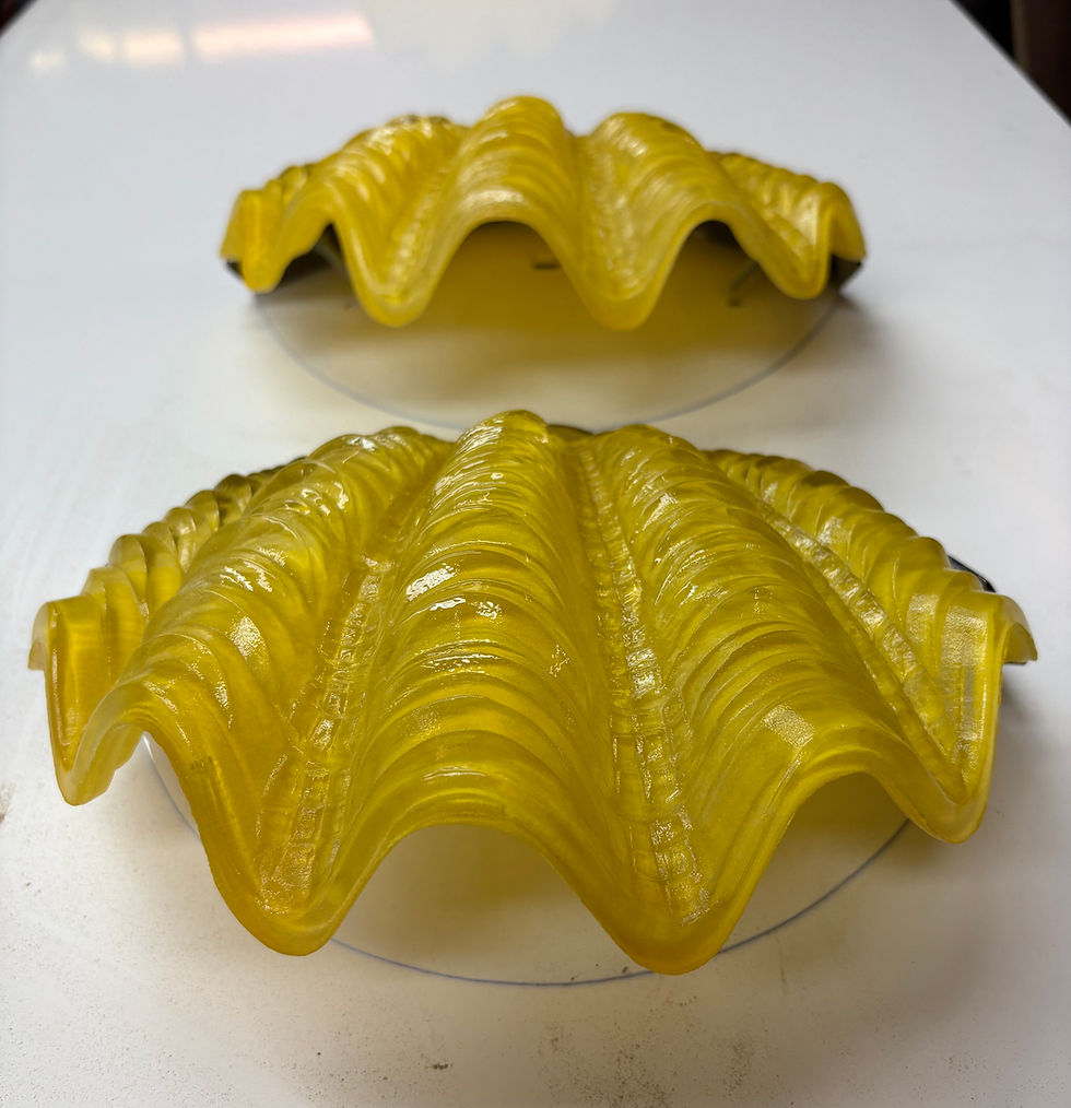 Thumbnail: Set of 4 Art Deco Chrome Shell Wall Lights in Daffodil Yellow