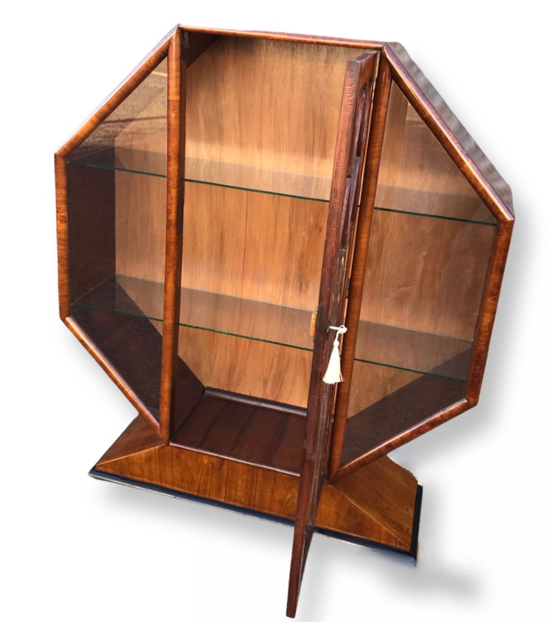 Thumbnail: Art Deco Octagonal  Walnut Display Cabinet