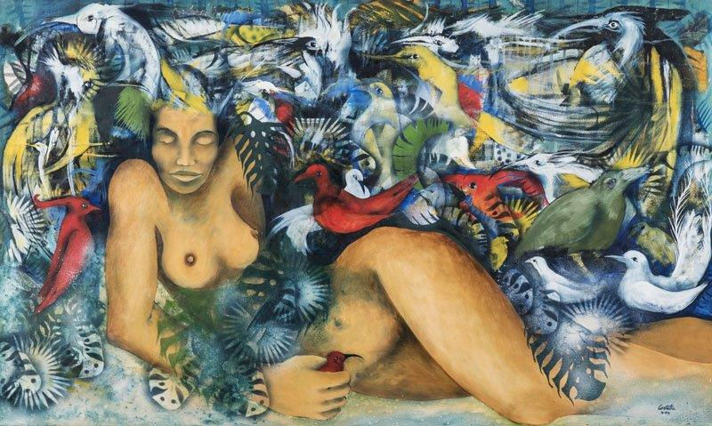 Reclining Nude Among Birds