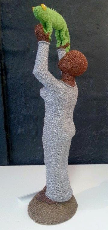 Woman with a chameleon