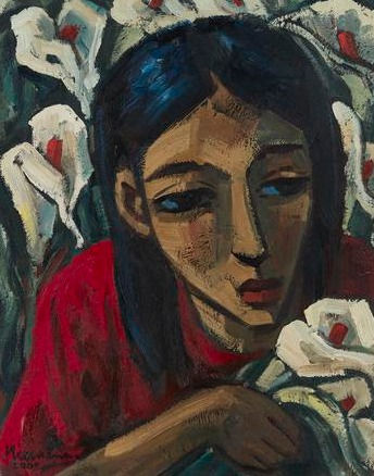 Girl with Arum Lillies