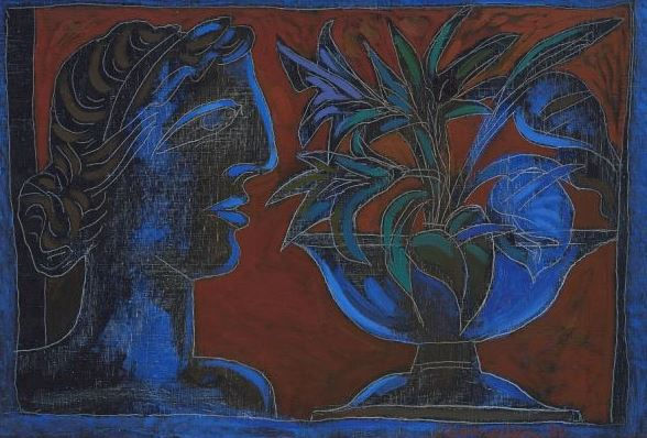 Woman with Vase and Flowers