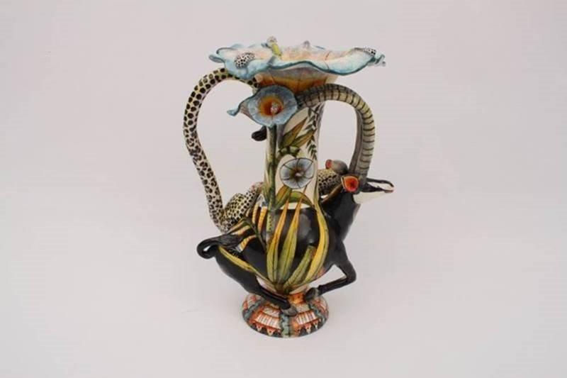 Springbuck and Wilddog Vase