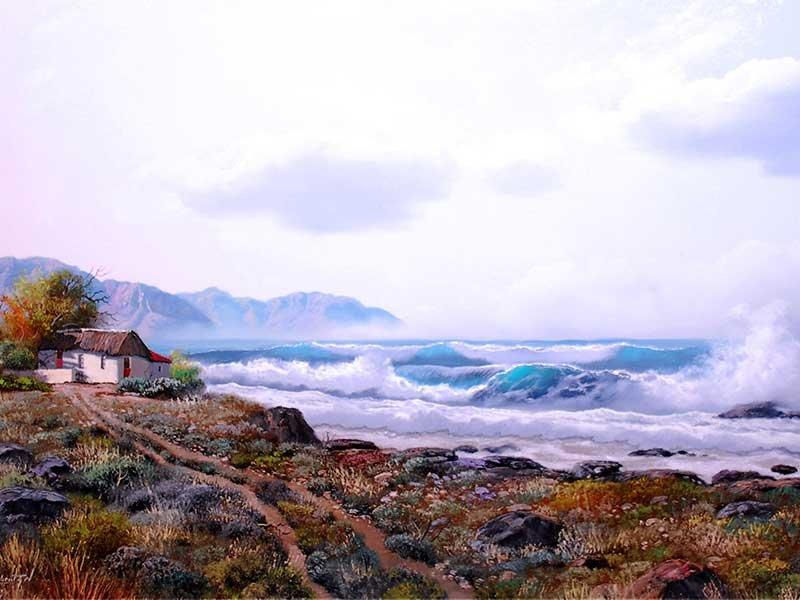 Seascape with Cottage