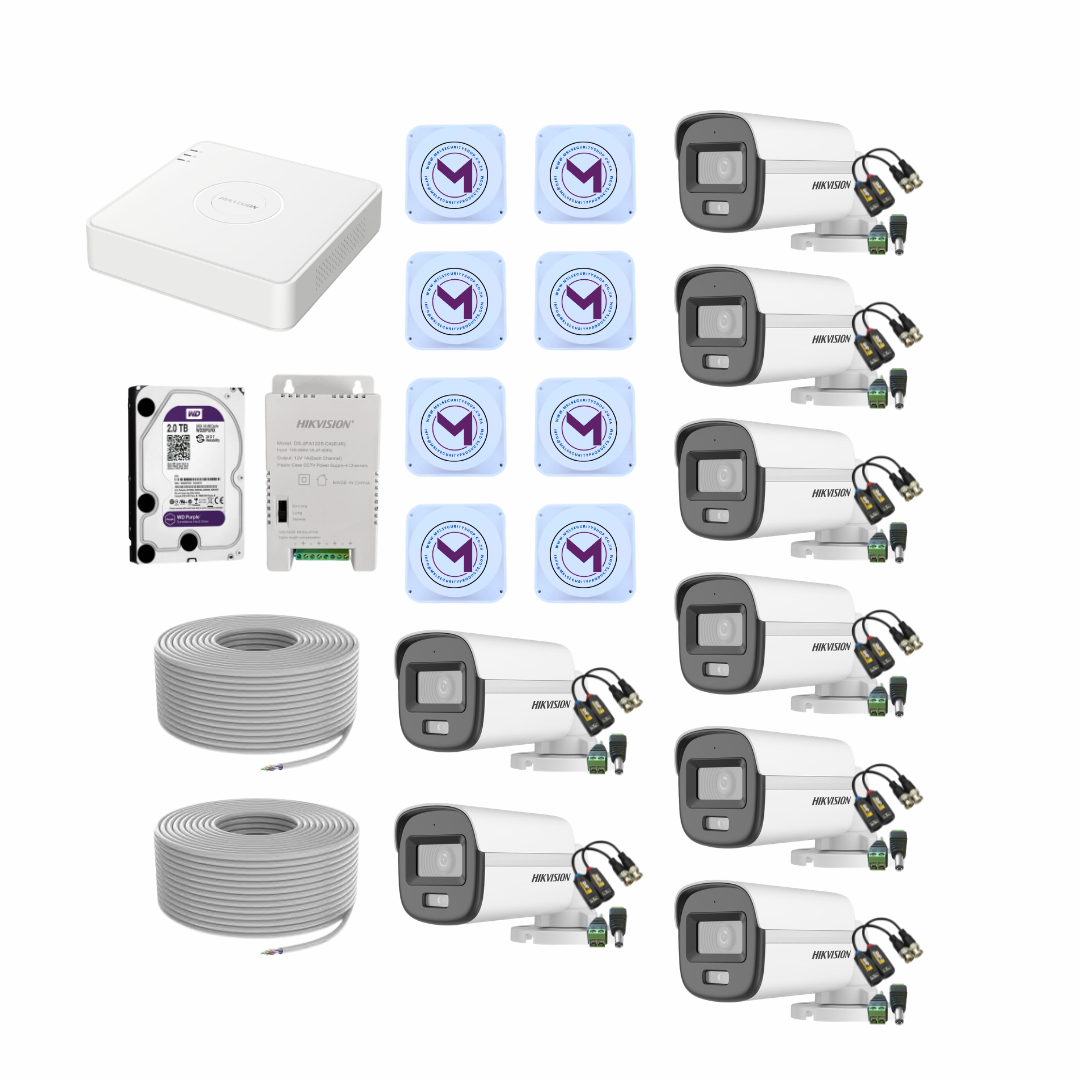 Hikvision 8 Channel ColourVU + Audio 2MP CCTV Kit