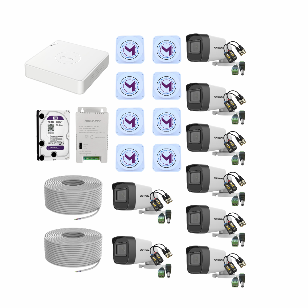 Hikvision 8 Channel 2MP Standard 20m IR CCTV Kit