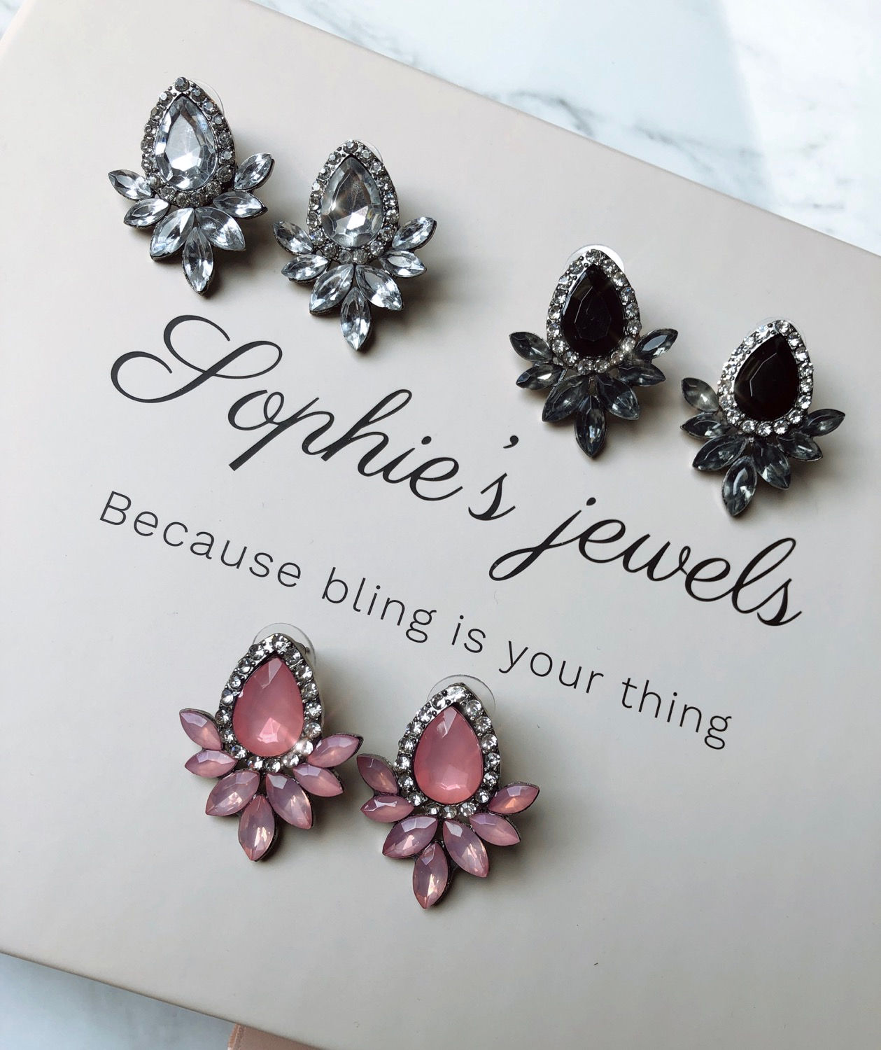 FLOWER studs available in 3 colours 