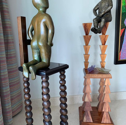 Left Sculpture Material: Bronze and Wood
Dimensions:
40 cm x 40 cm x 168 cm
Right Sculpture
Material: Bronze,Wood and Glass
Dimensions: 40 cm x 40 cm x 185 cm