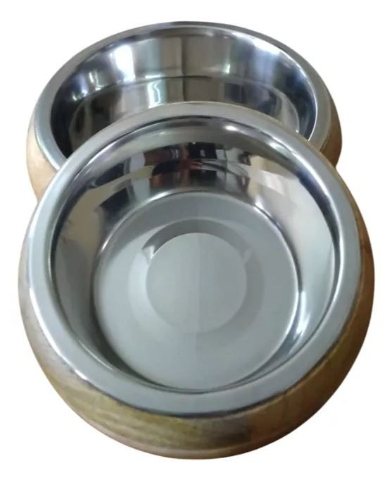 Miniatura: Plato Acero Inoxidable Base Madera